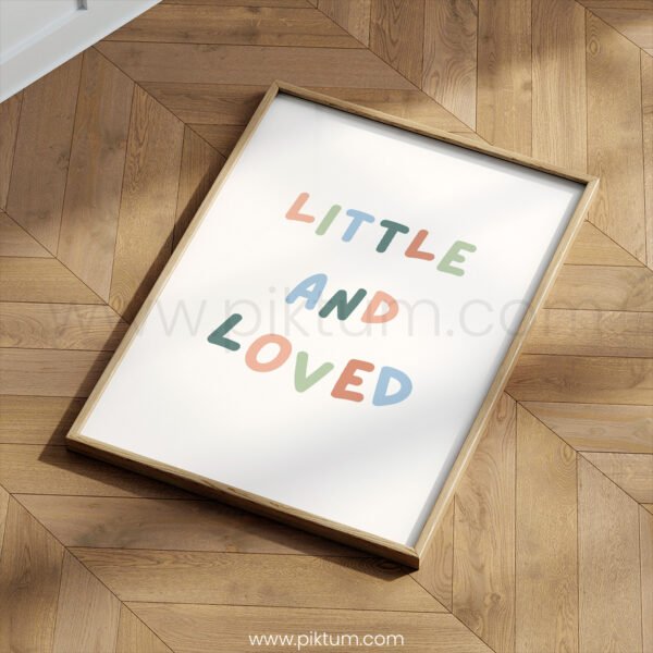 “Little and Loved” Nursery Wall Art – Soft Pastel Typography Print