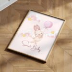 “Sweet Baby” Nursery Wall Art – Bunny Balloon Watercolor Print