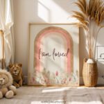 “I Am Loved” Nursery Wall Art – Rainbow Affirmation Watercolor Print