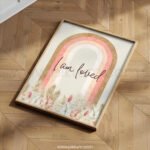 “I Am Loved” Nursery Wall Art – Rainbow Affirmation Watercolor Print