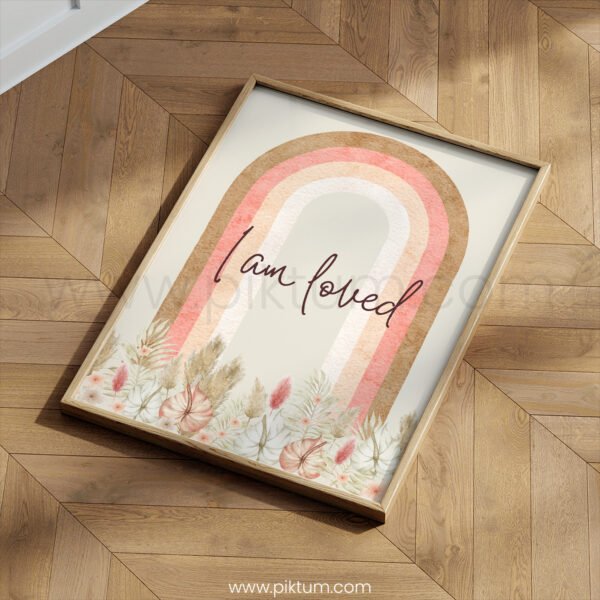 “I Am Loved” Nursery Wall Art – Rainbow Affirmation Watercolor Print