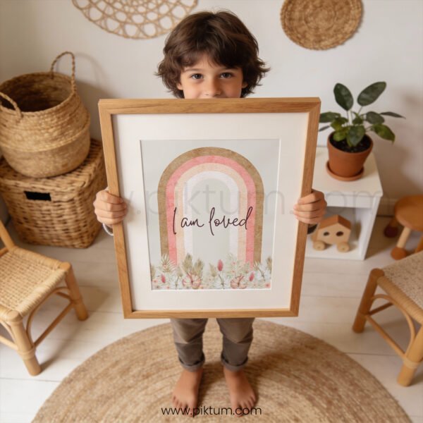 “I Am Loved” Nursery Wall Art – Rainbow Affirmation Watercolor Print