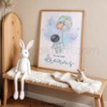 “Follow Your Dreams” Astronaut Nursery Wall Art – Space-Themed Watercolor Print