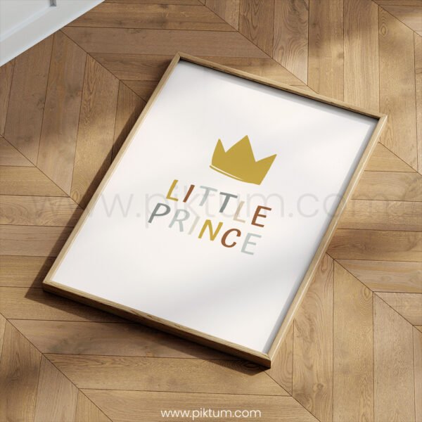 “Little Prince” Nursery Wall Art – Minimal Crown Print for Baby Boy Room
