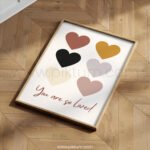 “You Are So Loved” Nursery Wall Art – Neutral Heart Print for Baby Room