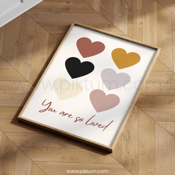 “You Are So Loved” Nursery Wall Art – Neutral Heart Print for Baby Room