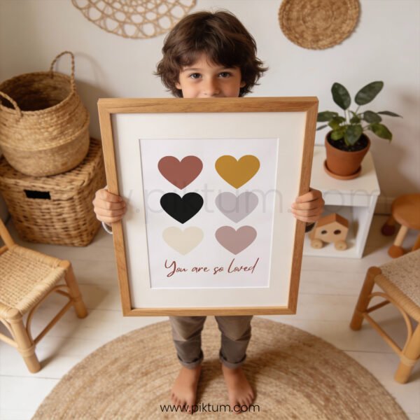 “You Are So Loved” Nursery Wall Art – Neutral Heart Print for Baby Room