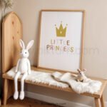 “Little Princess” Nursery Wall Art – Boho Crown Kids Room Print