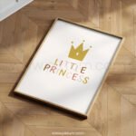 “Little Princess” Nursery Wall Art – Boho Crown Kids Room Print