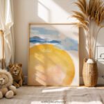 “Hello Sunshine” Nursery Wall Art – Sun Boho Kids Room Print