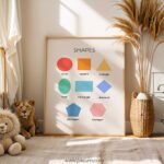 Shapes Wall Art for Kids | Preschool Learning Shapes Poster | Nursery & Playroom Decor