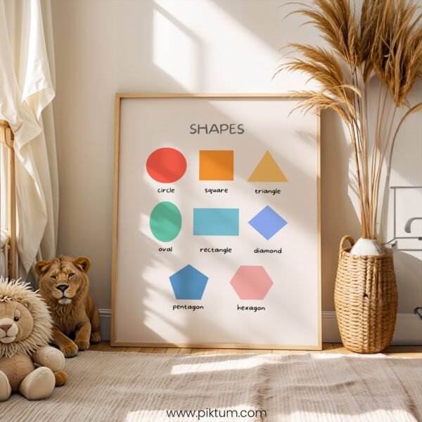 Shapes Wall Art for Kids | Preschool Learning Shapes Poster | Nursery & Playroom Decor