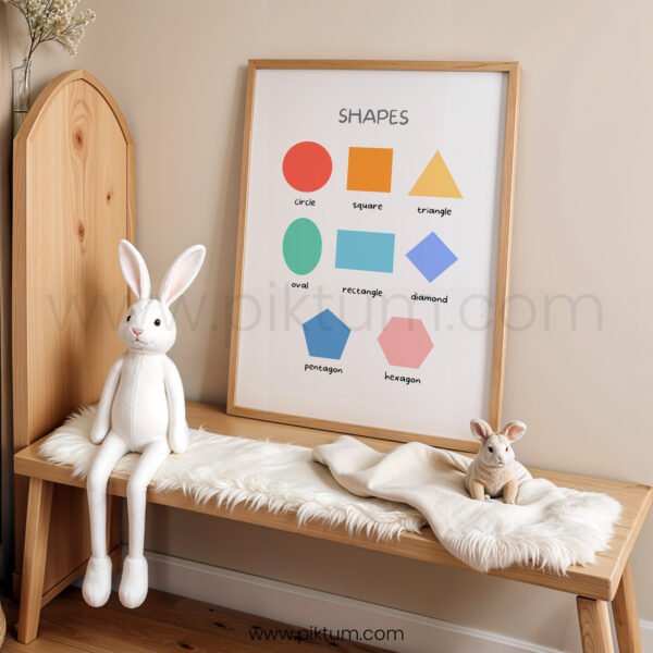 Shapes Wall Art for Kids | Preschool Learning Shapes Poster | Nursery & Playroom Decor