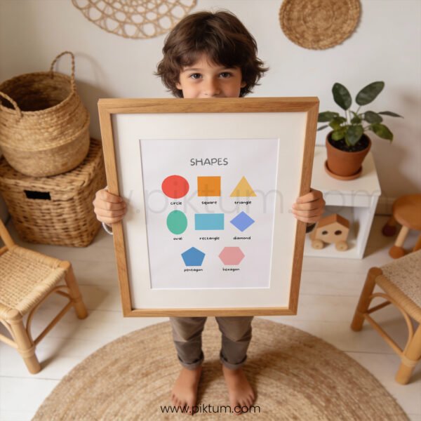 Shapes Wall Art for Kids | Preschool Learning Shapes Poster | Nursery & Playroom Decor