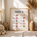 Short A Phonics Poster | Short Vowel A Words | Preschool Reading Wall Art | Kindergarten Phonics Chart