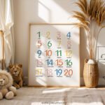 Numbers 1–20 Poster | Counting Numbers Chart | Preschool Math Wall Art | Kindergarten Learning Print