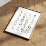 Numbers 1–20 Poster | Counting Numbers Chart | Preschool Math Wall Art | Kindergarten Learning Print