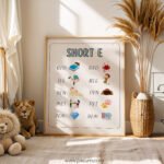 Short E Vowel Poster | Phonics Chart | CVC Words Short E | Preschool Reading Wall Art