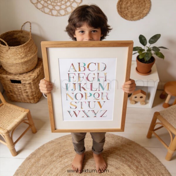 Watercolor Alphabet Poster | Modern ABC Wall Art | Nursery & Kids Room Decor