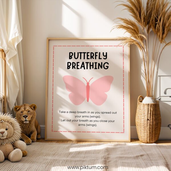 Butterfly Breathing Poster | Calm Down Strategy for Kids | Mindfulness Classroom Wall Art