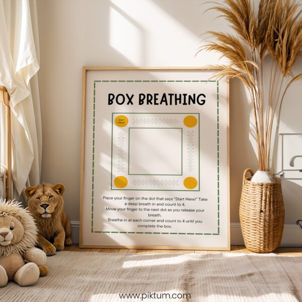 Box Breathing Poster | Calm Down Strategy for Kids | Mindfulness Classroom Wall Art