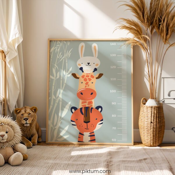 Animal Growth Chart for Kids | Jungle Height Chart Wall Art | Nursery & Playroom Decor