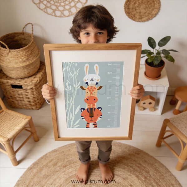 Animal Growth Chart for Kids | Jungle Height Chart Wall Art | Nursery & Playroom Decor
