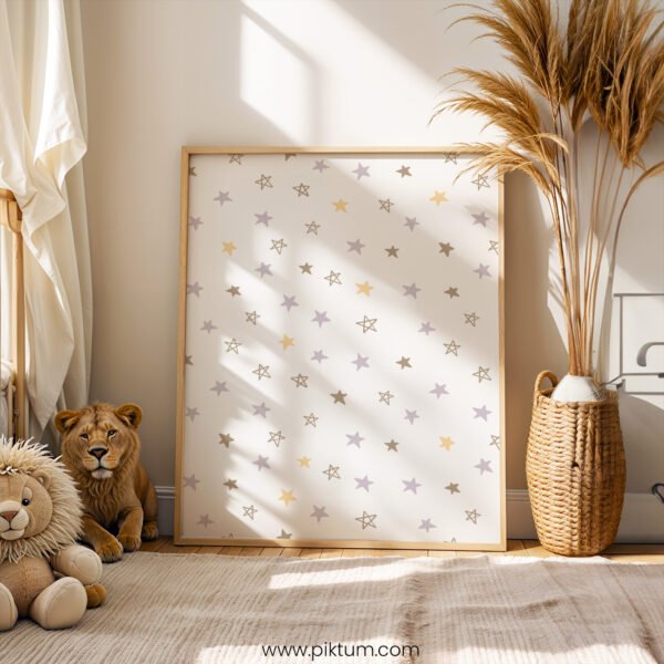 Star Pattern Nursery Wall Art | Neutral Baby Room Printable | Soft Pastel Nursery Decor