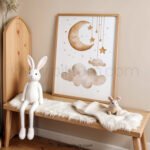 Moon and Stars Nursery Wall Art | Neutral Baby Room Printable | Dreamy Night Sky Nursery Decor