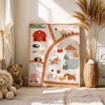 Cute Farm Animals Map Poster for Kids | Cozy Farm Illustration Nursery Wall Art | Playroom & Classroom Decor