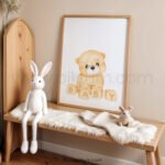 Baby Bear Nursery Wall Art | Cute Teddy Bear Baby Poster | Neutral Nursery Decor for Baby Room
