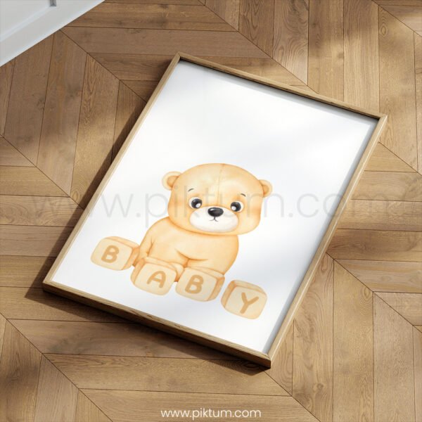 Baby Bear Nursery Wall Art | Cute Teddy Bear Baby Poster | Neutral Nursery Decor for Baby Room