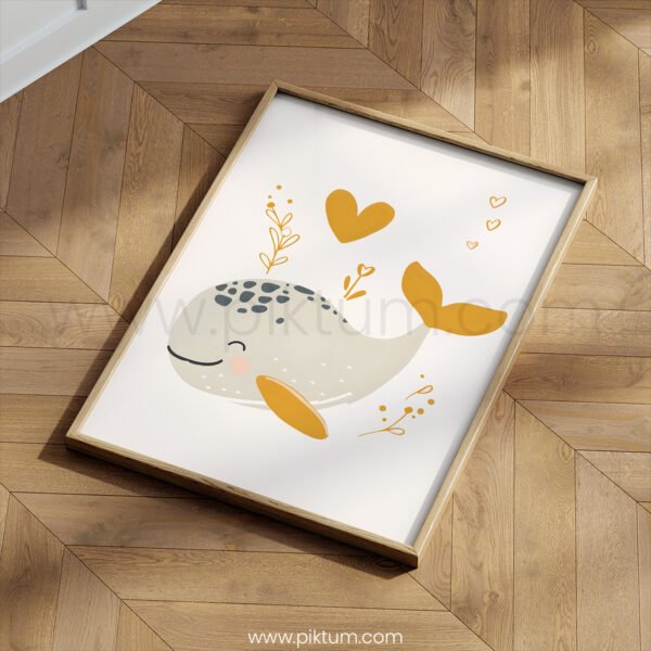 Whale Nursery Wall Art | Cute Ocean Animal Print for Baby Room | Neutral Coastal Nursery Decor