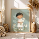 Daisy Girl Nursery Wall Art | Cute Floral Illustration for Kids Room | Soft Pastel Nursery Decor