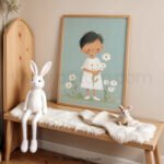 Daisy Girl Nursery Wall Art | Cute Floral Illustration for Kids Room | Soft Pastel Nursery Decor