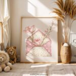 Floral Envelope Wall Art | Soft Pink Flowers Illustration | Romantic Nursery & Home Decor