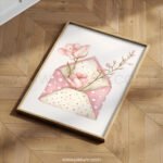 Floral Envelope Wall Art | Soft Pink Flowers Illustration | Romantic Nursery & Home Decor