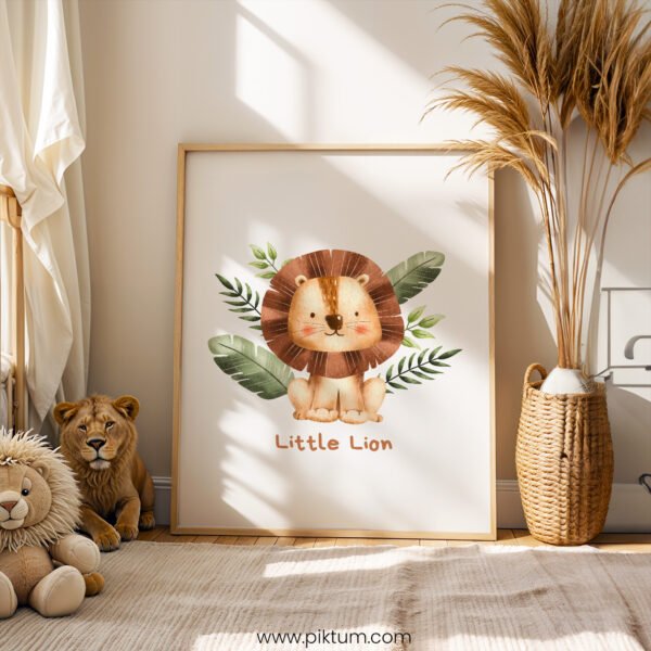 Little Lion Nursery Wall Art | Cute Safari Animal Print | Jungle Baby Room Decor