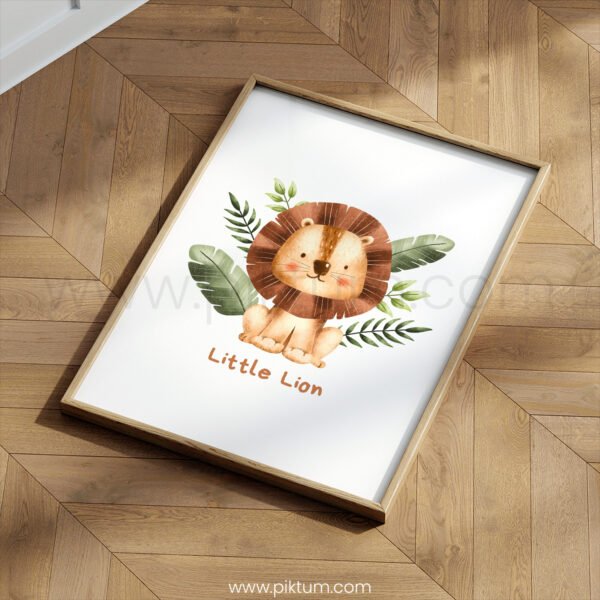 Little Lion Nursery Wall Art | Cute Safari Animal Print | Jungle Baby Room Decor