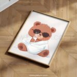 Cool Teddy Bear Wall Art | Cute Bear with Sunglasses Print | Modern Nursery & Kids Room Decor