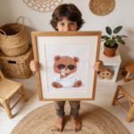 Cool Teddy Bear Wall Art | Cute Bear with Sunglasses Print | Modern Nursery & Kids Room Decor