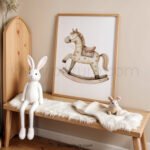 Rocking Horse Nursery Wall Art | Vintage Wooden Toy Print | Neutral Baby Room Decor