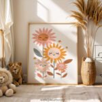 Sunflower Family Nursery Wall Art | Sweet Floral Family Illustration | Boho Baby Room Decor