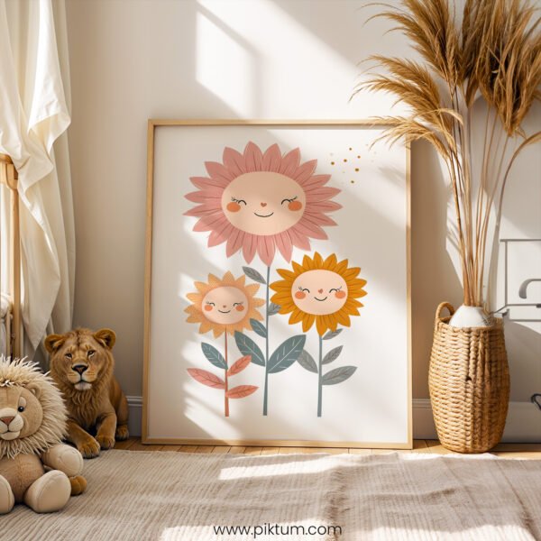 Sunflower Family Wall Art | Mommy Daddy & Me Floral Print | Sweet Nursery Decor
