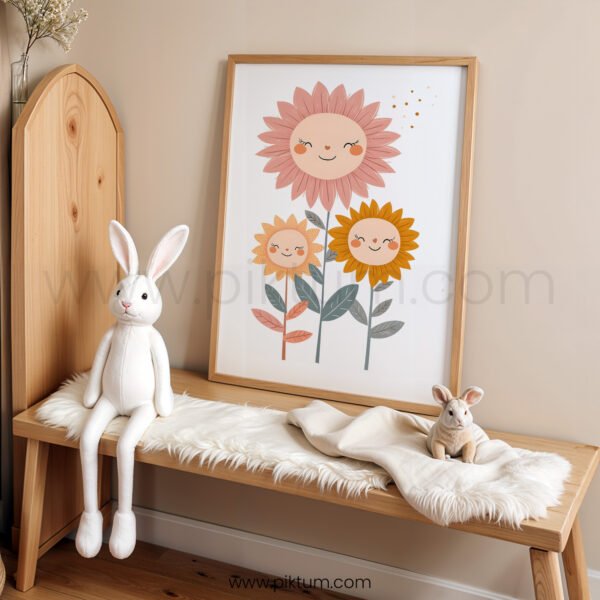 Sunflower Family Wall Art | Mommy Daddy & Me Floral Print | Sweet Nursery Decor