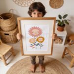 Sunflower Family Wall Art | Mommy Daddy & Me Floral Print | Sweet Nursery Decor
