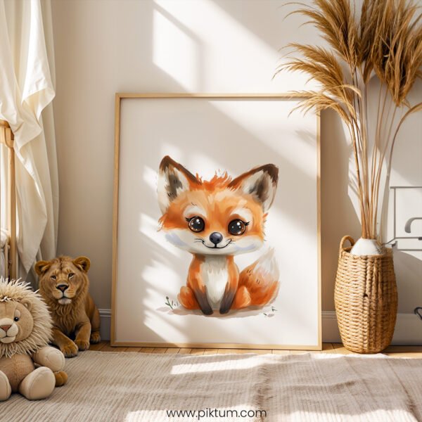 Little Fox Nursery Wall Art | Woodland Baby Animal Print | Boho Forest Decor