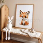 Little Fox Nursery Wall Art | Woodland Baby Animal Print | Boho Forest Decor