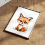 Little Fox Nursery Wall Art | Woodland Baby Animal Print | Boho Forest Decor