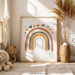 Boho Rainbow Nursery Wall Art | Neutral Baby Room Decor | Modern Earth Tone Print